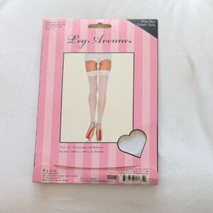 Leg Avenue Sheer White Lace Stockings